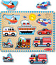 Melissa & Doug Vehicles Sound Wooden Peg Puzzle - Kidsy