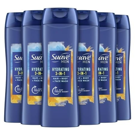 Men Suave Men 3In1 for Everyday Use Hair Body and Face Wash (Pack of 6) - Kidsy