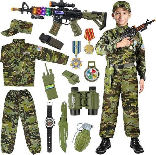 Metemot Kids Army Costume for Boys Military Army Costume with Army Toys (3 - 5y Ht. 39 - 45in) - Kidsy