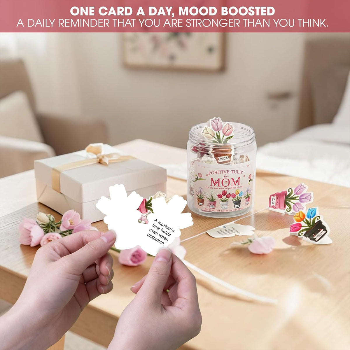 Miarita Positive Tulip Affirmation Jar with 60 Affirmation Cards - Kidsy