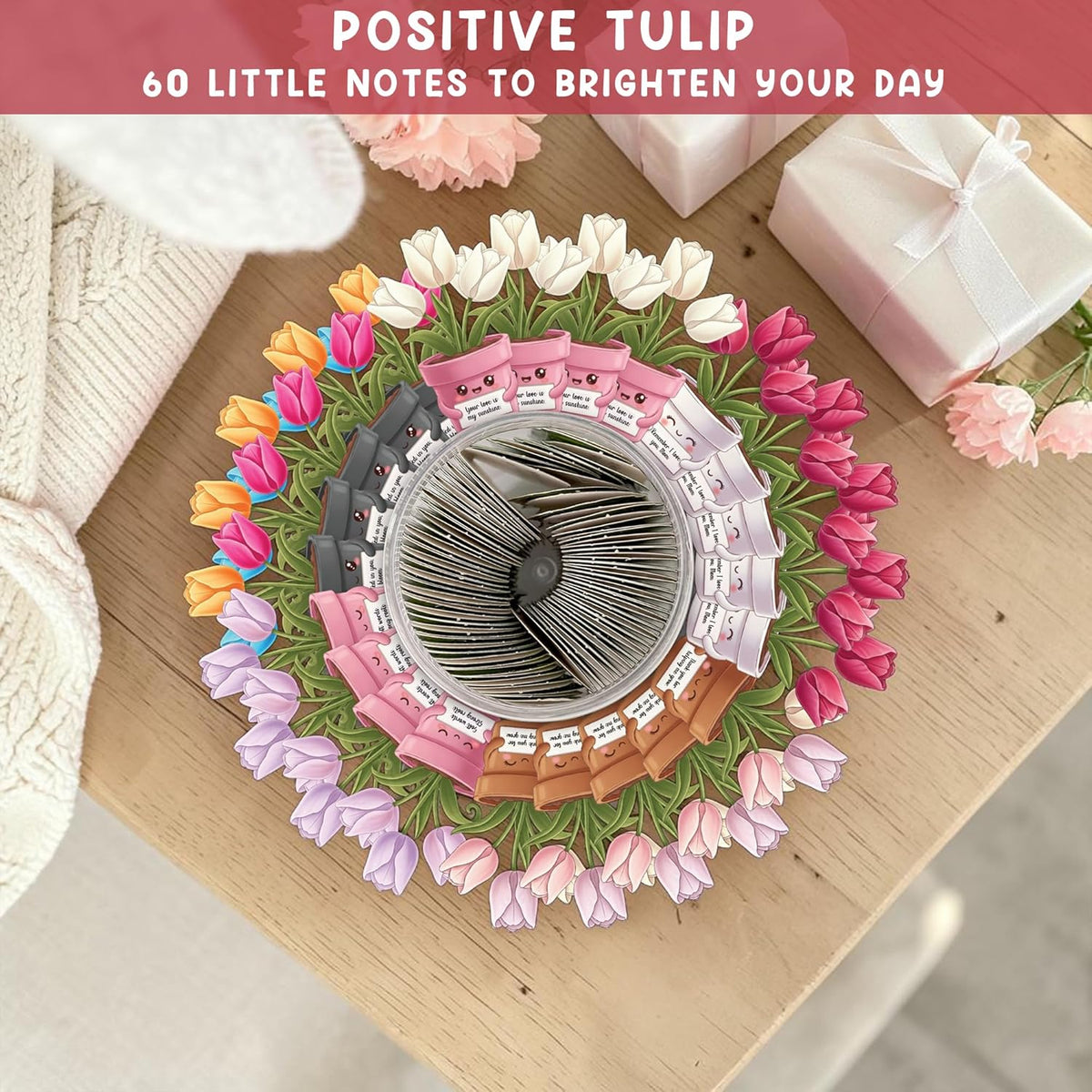 Miarita Positive Tulip Affirmation Jar with 60 Affirmation Cards - Kidsy