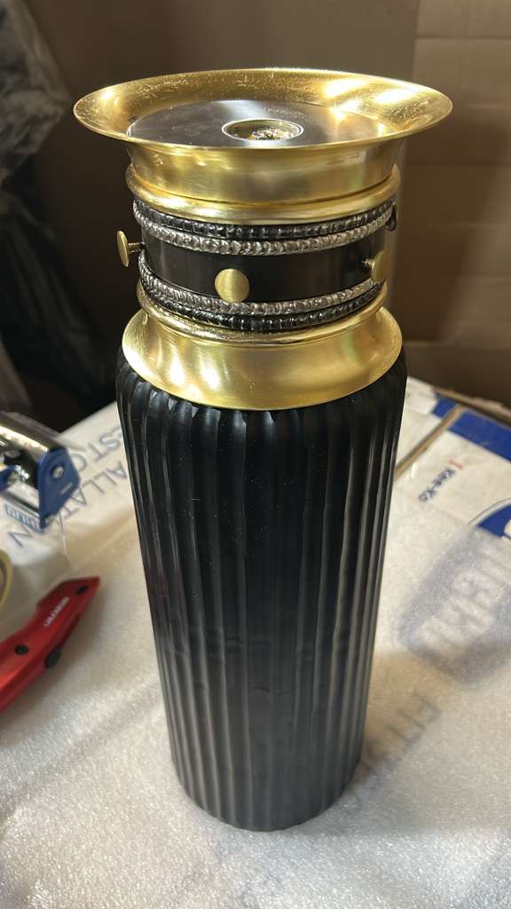 Michael Aram Naga Vase - Brass & Obsidian Glass - Kidsy