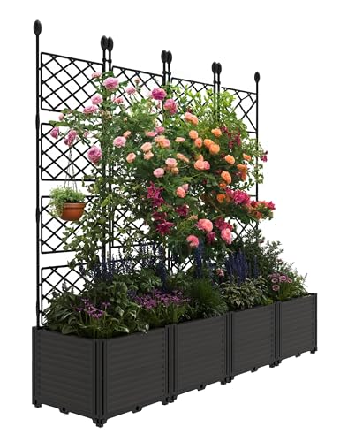 MilleLoom 4Pcs Plastic Plant Box with Metal Trellis - Kidsy