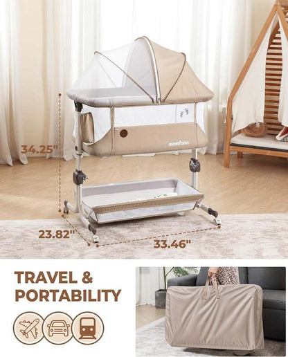 MOMFANN Baby Bassinet Bedside Sleeper (Camel) - Kidsy