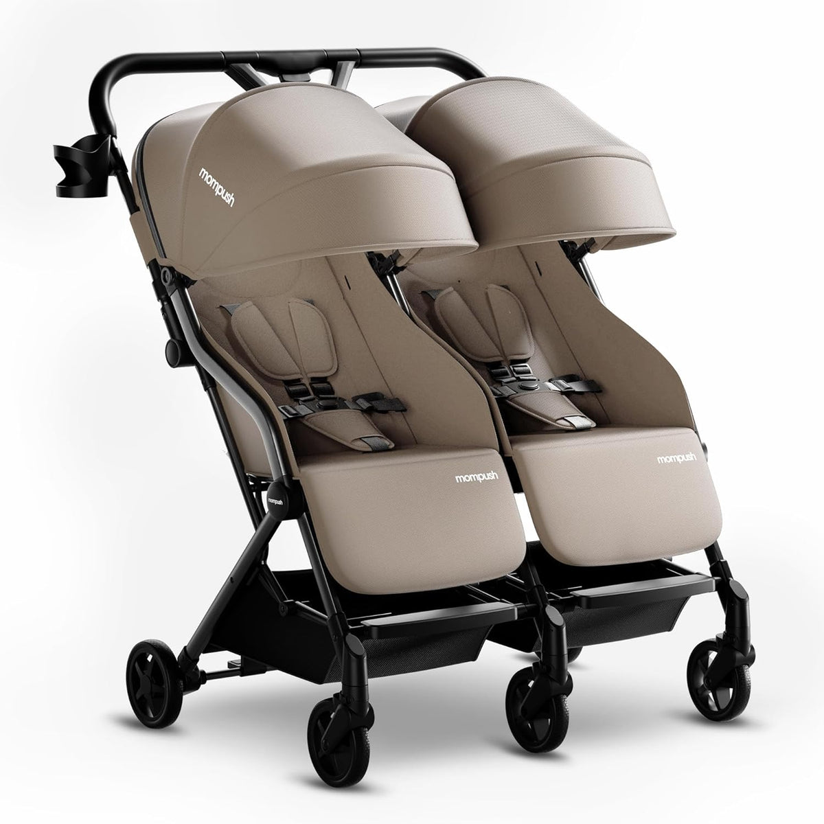 Mompush Lithe Double Stroller (Khaki) - Kidsy