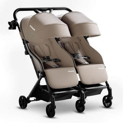 Mompush Lithe Double Stroller (Khaki) - Kidsy