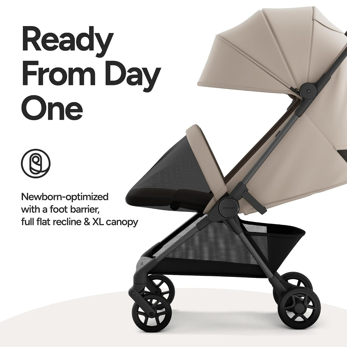 Mompush Nexis Carbon Travel Stroller, Ultra-Lightweight 11.5 lbs (Khaki) - Kidsy
