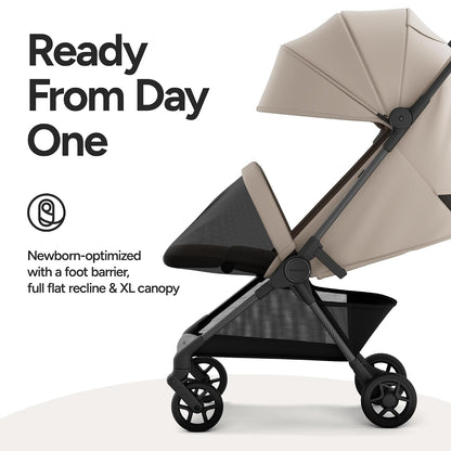 Mompush Nexis Carbon Travel Stroller, Ultra-Lightweight 11.5 lbs (Khaki) - Kidsy