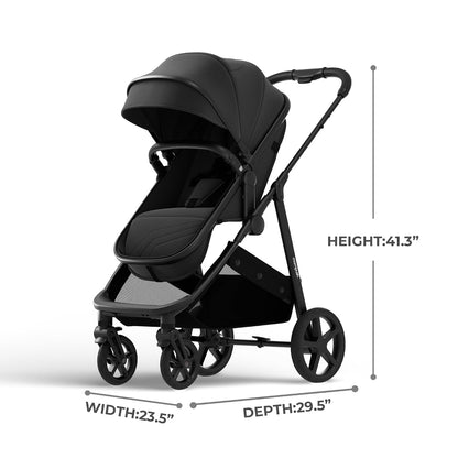 Mompush Wiz 2-in-1 Bassinet Stroller Reversible Seat (Black) - Kidsy