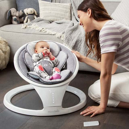 Munchkin Bluetooth Enabled Baby Swing with Natural Sway (White Grey) - Kidsy