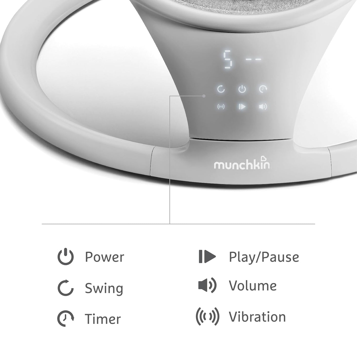 Munchkin Electric Baby Swing with Vibration Portable Swing (Light Grey) - Kidsy