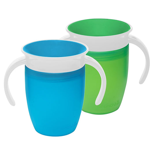 Munchkin Miracle 360 Trainer Cup, 7 Ounce, 2 Count (Green/Blue) - Kidsy