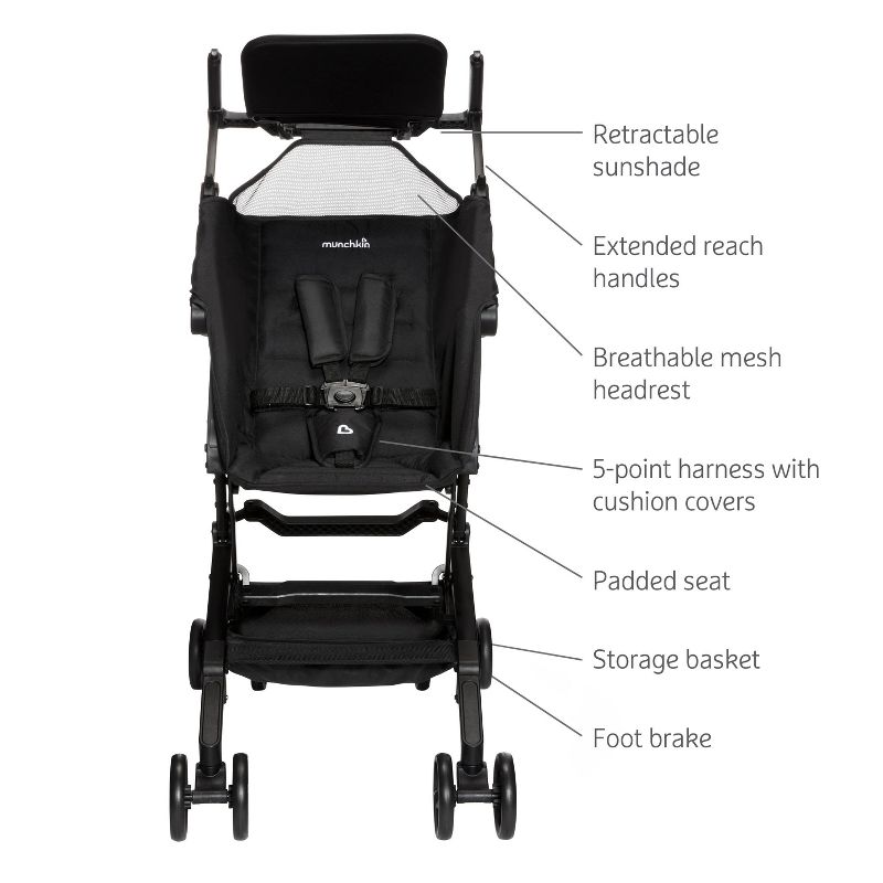 Munchkin Sparrow Travel Stroller (Black) - Kidsy