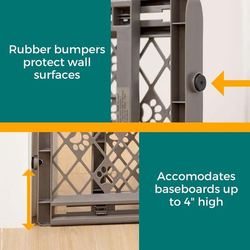 MYPET Paws Portable Pet Gate 26" - 40" (Fieldstone Gray) - Kidsy