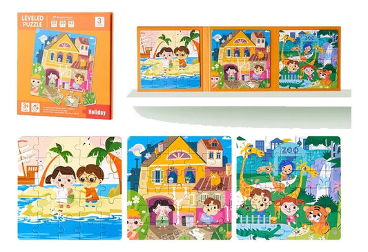 New 3 Step Holiday Life Educational Magnetic Book Puzzle for Children - Kidsy