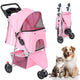 New 3 Wheel Pet Stroller for Dogs and Cats (Light Pink) - Kidsy