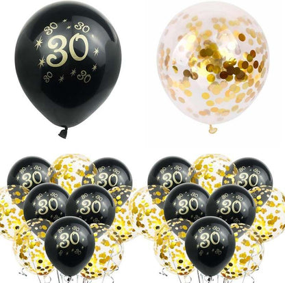 New 30th Birthday Decorations 40 Inch Gold 30 Number Balloons, Cheers to 30 Years Banner, Fringe Curtains and Cups Foil Balloons - Kidsy