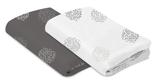 New 4moms Breeze Playard Cotton Sheets - 2 Pack (White & Grey) - Kidsy