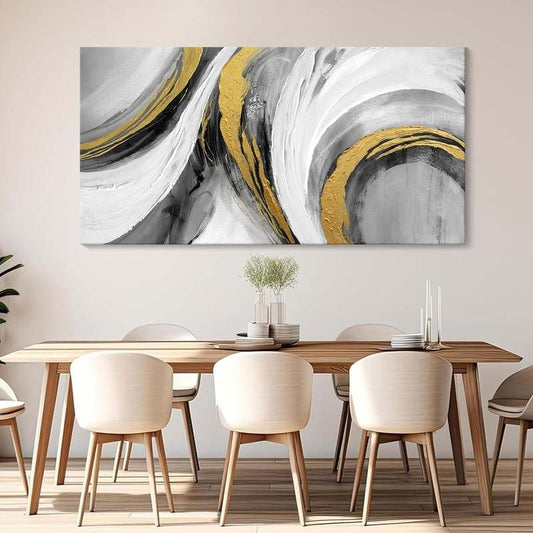 New Abstract Bedroom Wall Art - Black and White Grey Abstract Gold Foil Hand Painted Texture Modern Canvas paintings for Living Room Kitchen Hallway Office Wall Decor 20x40 IN - Kidsy