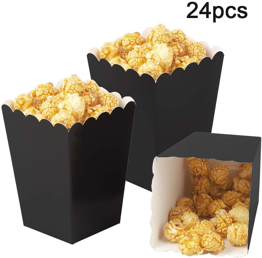 New AimtoHome Mini Paper Popcorn Boxes (Black, 24 Pack) - Kidsy