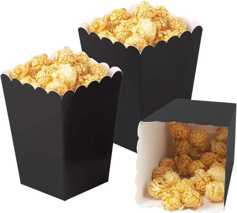 New AimtoHome Mini Paper Popcorn Boxes (Black, 24 Pack)