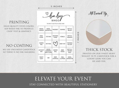 New All Ewired Up Baby Bingo Game 50 Unique Cards Pre - Filled Fun Baby Shower Game Activity - Kidsy