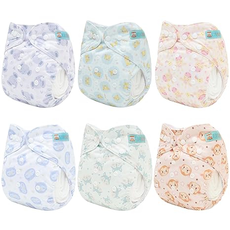 New ALVABABY 6 - Pack Baby Cloth Diapers, One Size - 0 - 3Y (Flower 91) - Kidsy
