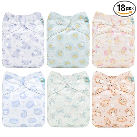 New ALVABABY 6 - Pack Baby Cloth Diapers, One Size - 0 - 3Y (Flower 91) - Kidsy