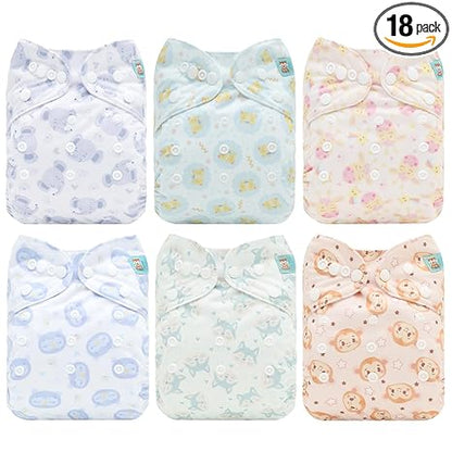 New ALVABABY 6 - Pack Baby Cloth Diapers, One Size - 0 - 3Y (Flower 91) - Kidsy