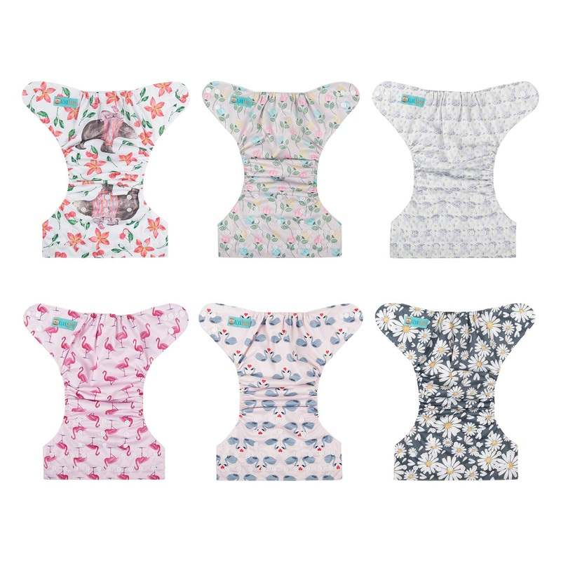 New ALVABABY 6 Pack Cloth Diapers with 12 Inserts - One Size (Cute Girl) - Kidsy