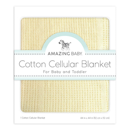 New Amazing Baby Cellular Blanket 44 x 44 inches 112 x 112 cm (Soft Yellow) - Kidsy