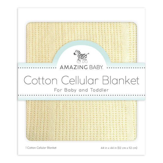 New Amazing Baby Cellular Blanket 44 x 44 inches 112 x 112 cm (Soft Yellow) - Kidsy
