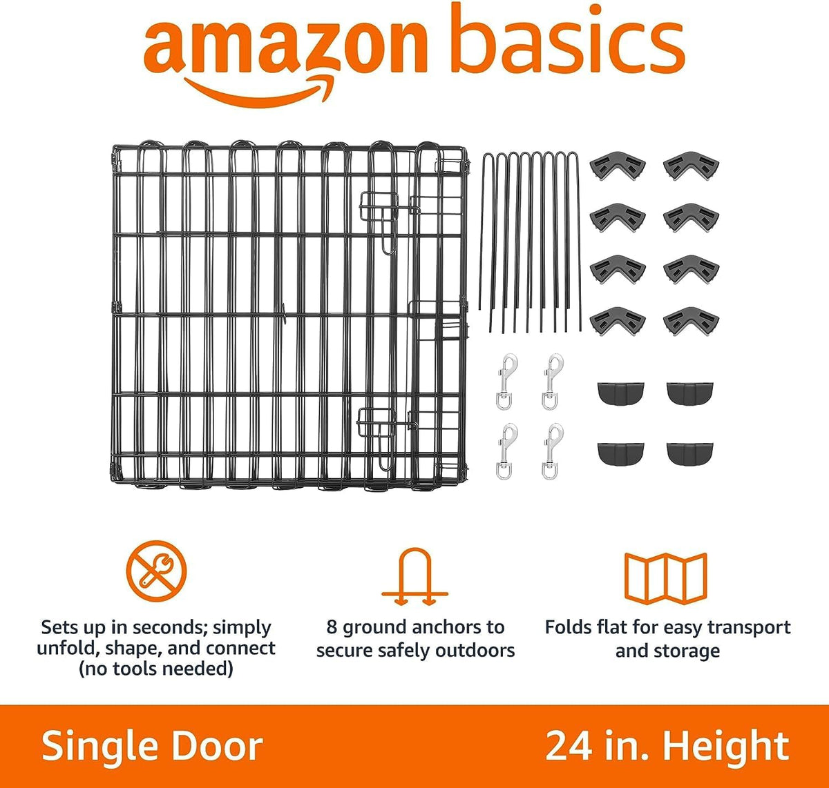 New Amazon Basics Foldable Octagonal Metal Exercise Pen (8 Panels, 24" Height, Extra Small, Black) - Kidsy