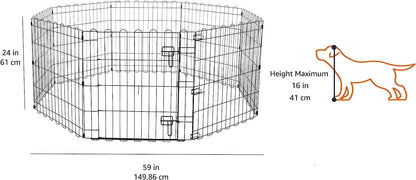 New Amazon Basics Foldable Octagonal Metal Exercise Pen (8 Panels, 24" Height, Extra Small, Black) - Kidsy