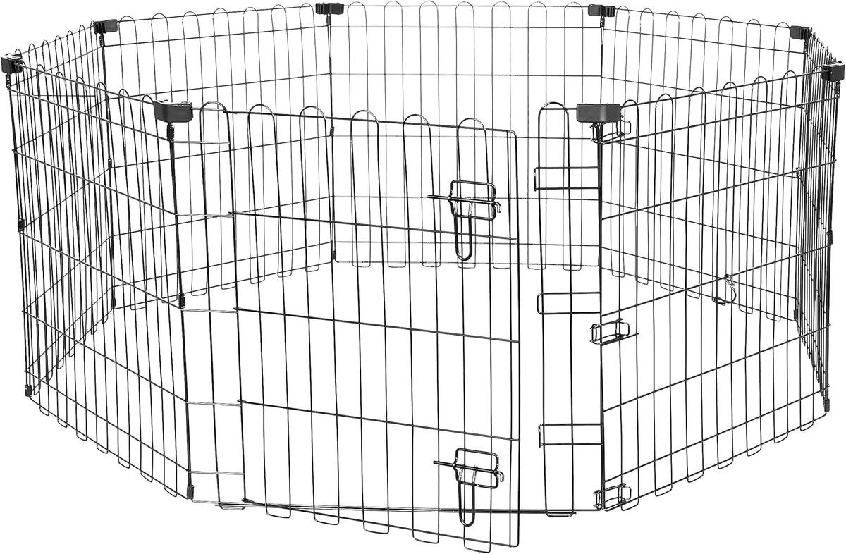 New Amazon Basics Foldable Octagonal Metal Exercise Pen (8 Panels, 24" Height, Extra Small, Black) - Kidsy