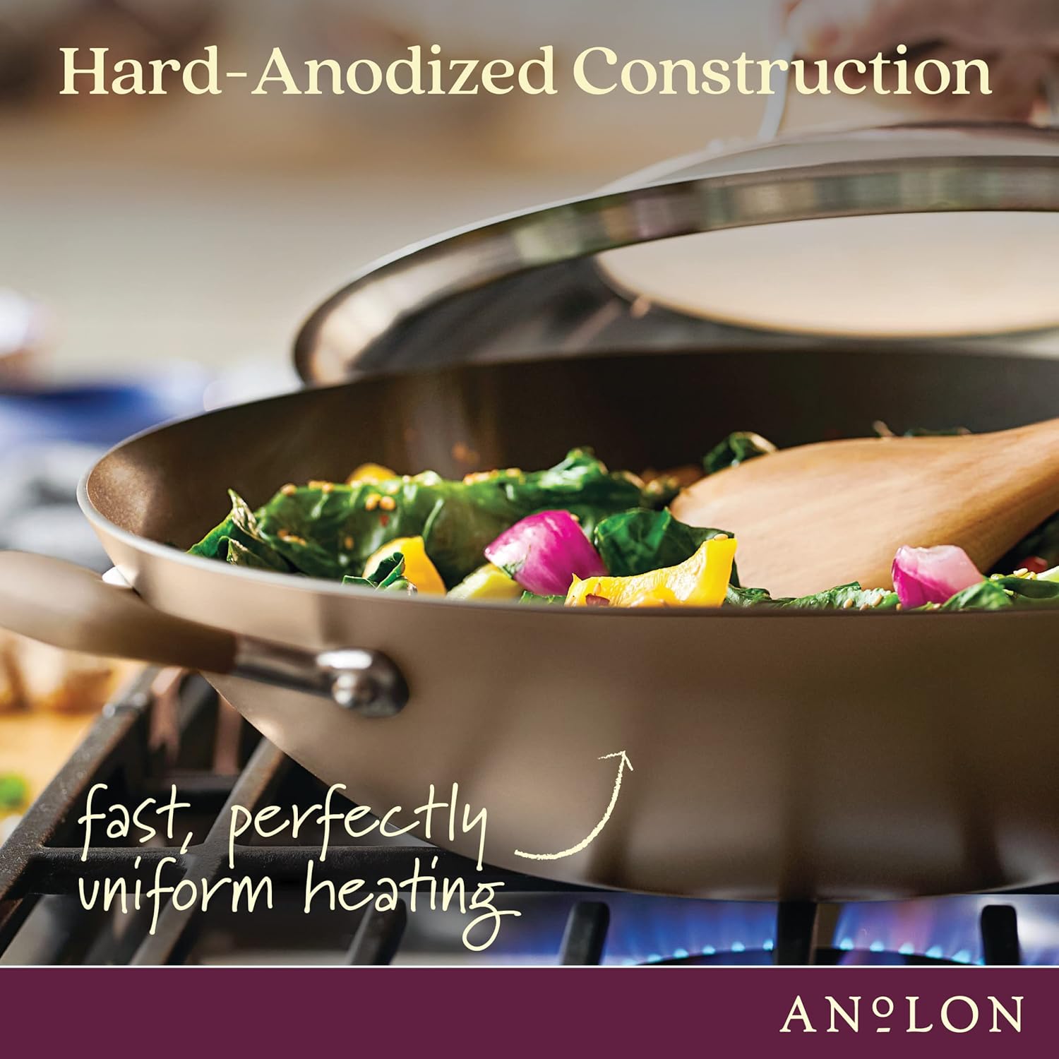 New Anolon Advanced Home 14 - Inch Wok with Side Handles (Bronze) - Kidsy