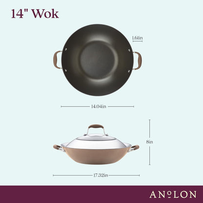 New Anolon Advanced Home 14 - Inch Wok with Side Handles (Bronze) - Kidsy