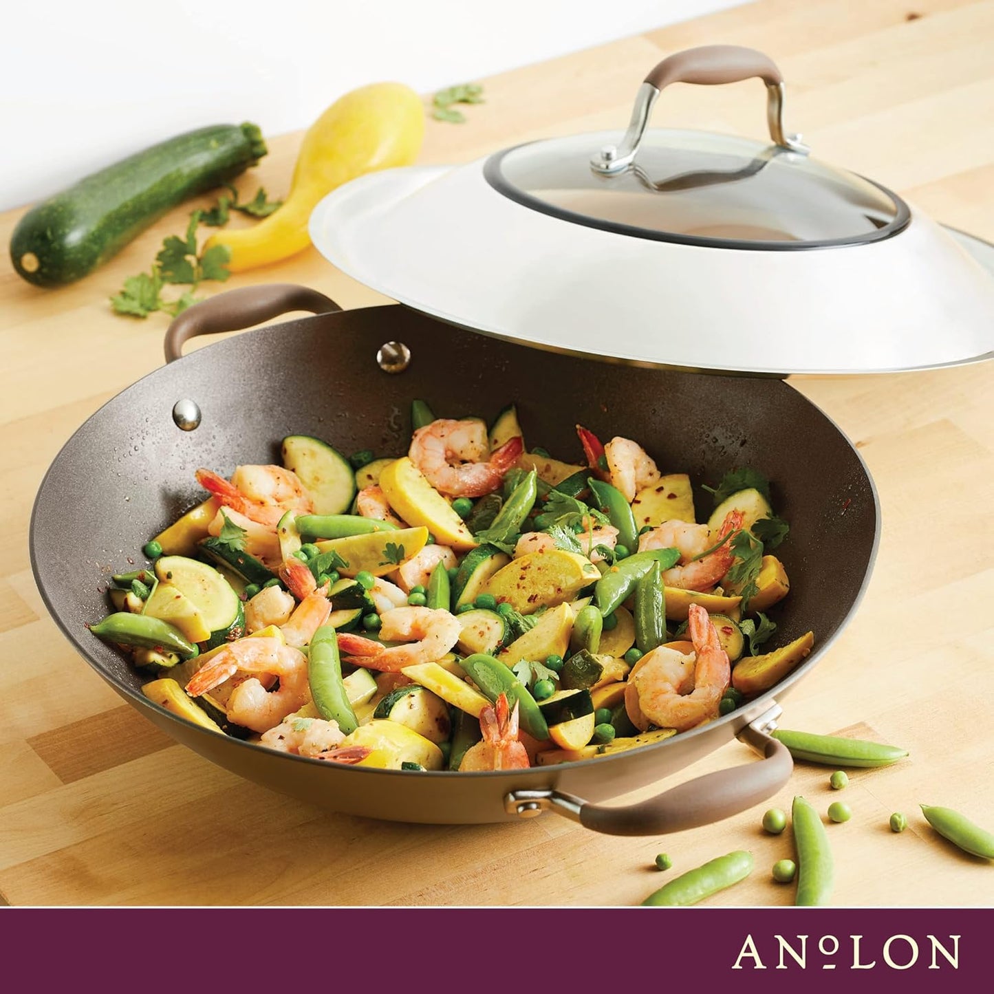New Anolon Advanced Home 14 - Inch Wok with Side Handles (Bronze) - Kidsy