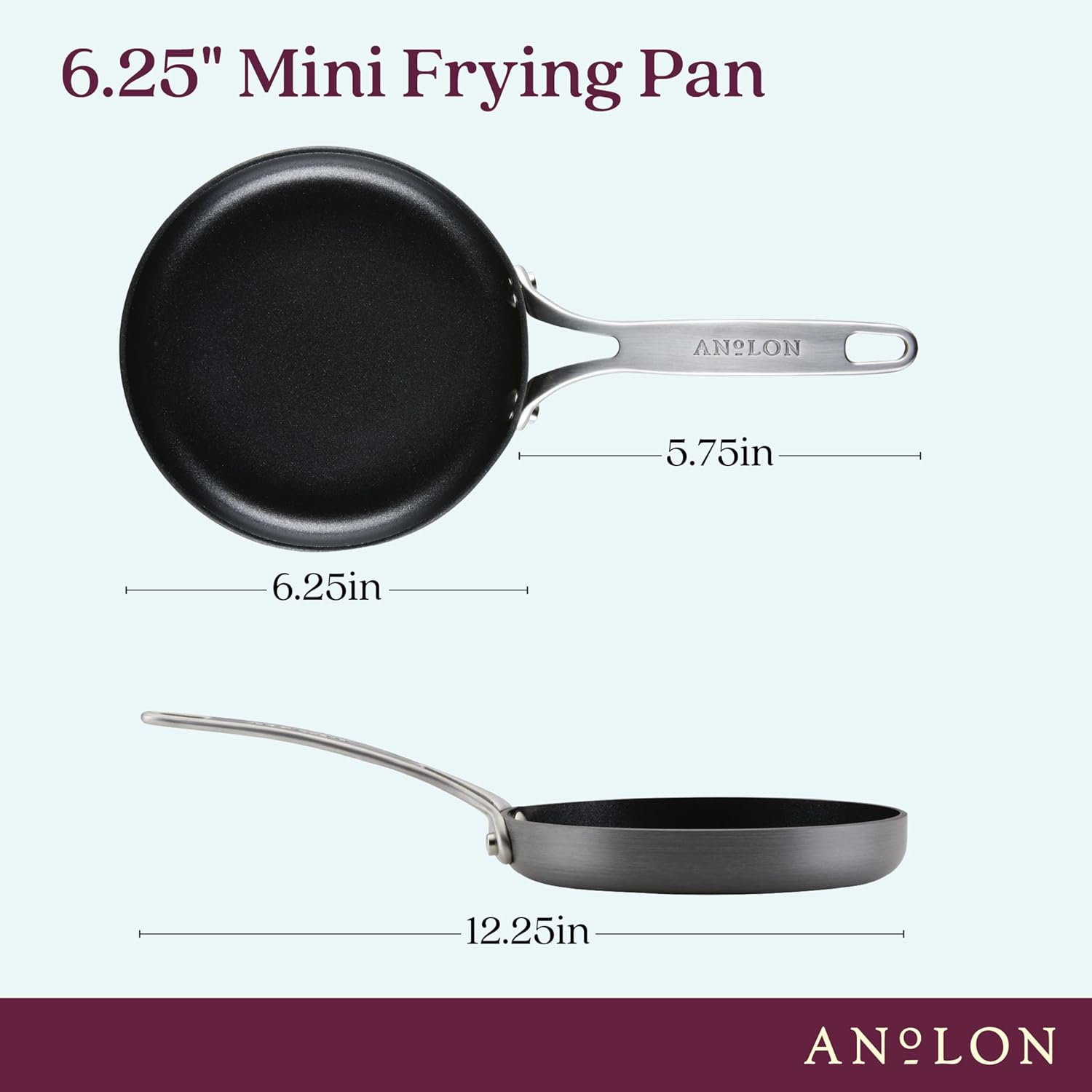 New Anolon Hard Anodized Nonstick Mini Skillet/Frying/Egg Pan, Stainless Steel Handle 6.5"(Gray) - Kidsy