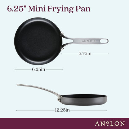 New Anolon Hard Anodized Nonstick Mini Skillet/Frying/Egg Pan, Stainless Steel Handle 6.5"(Gray) - Kidsy