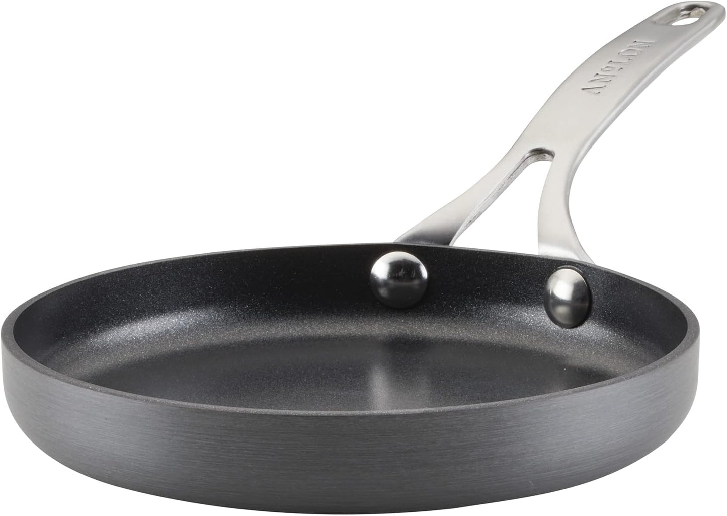 New Anolon Hard Anodized Nonstick Mini Skillet/Frying/Egg Pan, Stainless Steel Handle 6.5"(Gray) - Kidsy
