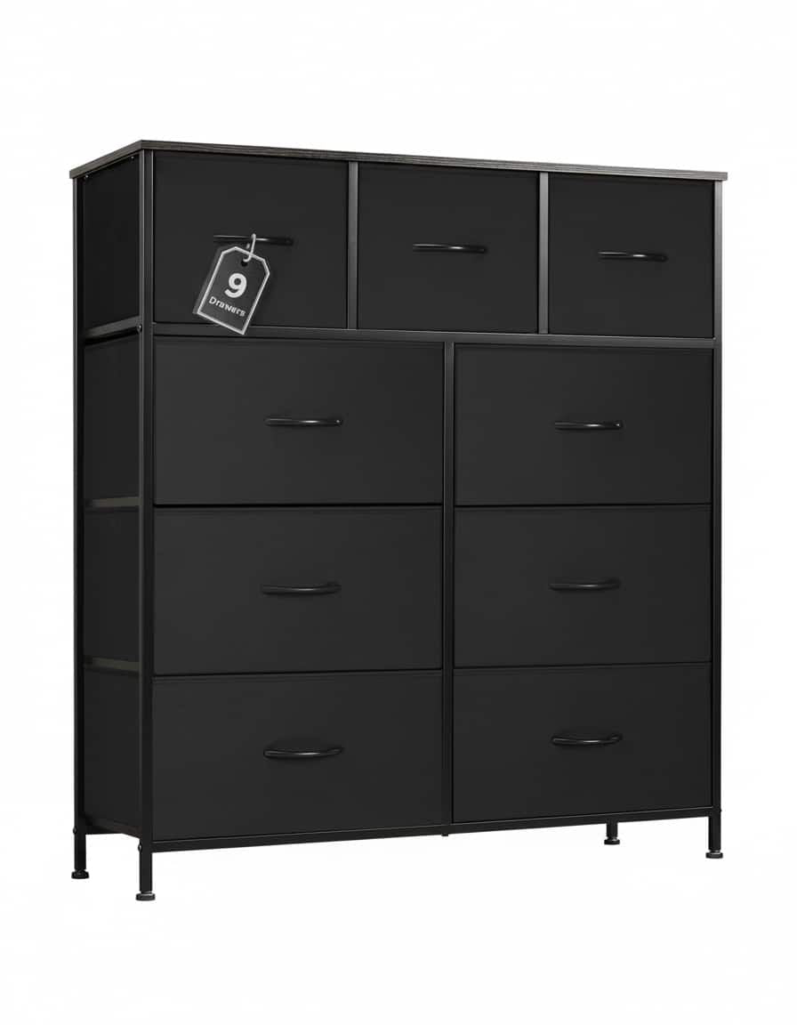 New AOITUN 9 - Drawer Dresser Storage Organizer (Black) - Kidsy