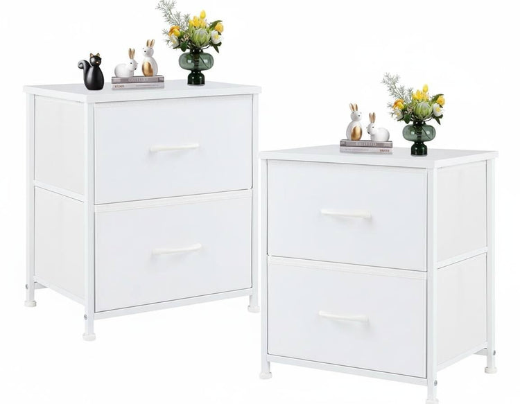 New AOITUN Nightstand Set with 2 Storage Drawers (White) - Kidsy