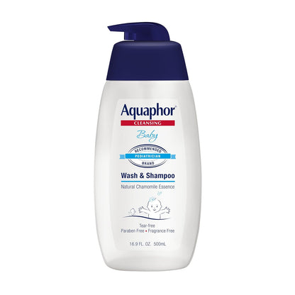 New Aquaphor Baby Wash and Shampoo - Mild, Tear - free, 16.9 fl. oz. Pump - Kidsy