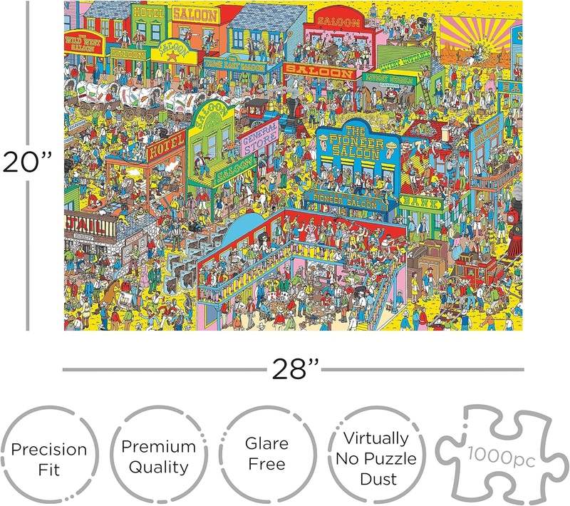 New Aquarius Where's Waldo Wild Wild West Puzzle (1000 Piece Jigsaw Puzzle) - Kidsy