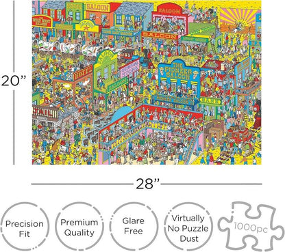 New Aquarius Where's Waldo Wild Wild West Puzzle (1000 Piece Jigsaw Puzzle) - Kidsy