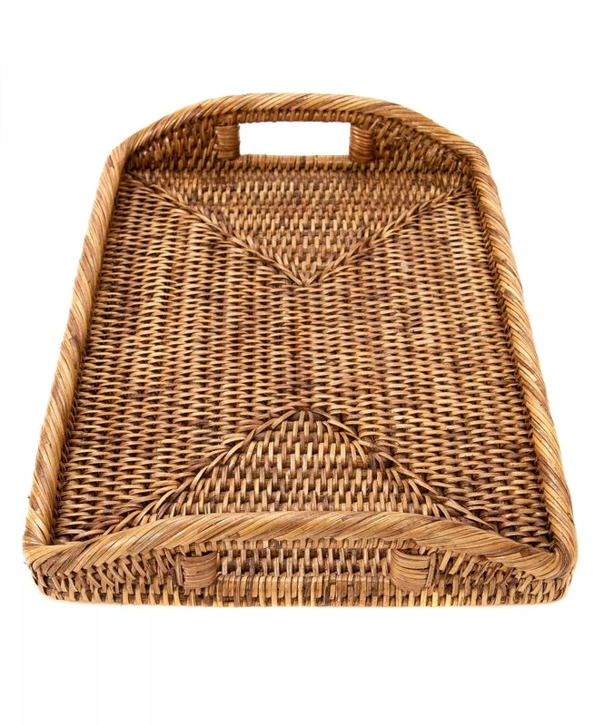 New Artifacts Rattan 17" Rectangular Tray (Honey Brown) - Kidsy