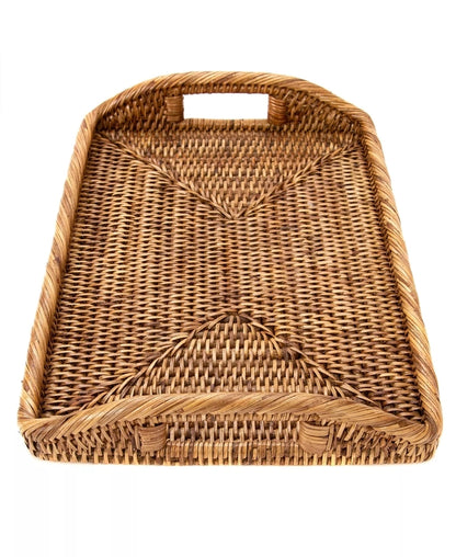 New Artifacts Rattan 17" Rectangular Tray (Honey Brown) - Kidsy