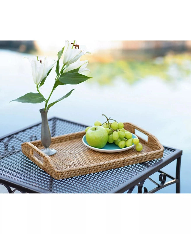 New Artifacts Rattan 17" Rectangular Tray (Honey Brown) - Kidsy