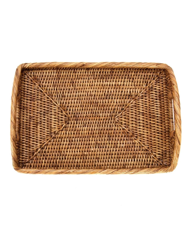 New Artifacts Rattan 17" Rectangular Tray (Honey Brown) - Kidsy